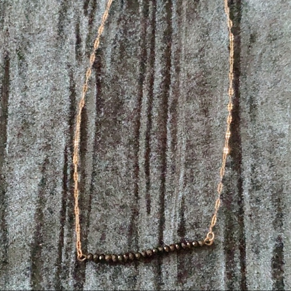 Black Beaded Bar Necklace
